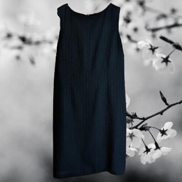 Megan Taylor Studio 10 sleeveless polyester blend Black pin stipe lined dress - Picture 1 of 1